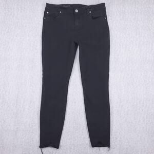 Kut From The Cloth Carlo Ankle Skinny Jeans Sz 12 Black Raw Hem Trendy Edgy